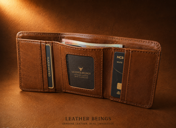Slim Trifold Wallet for Men, Genuine Leather